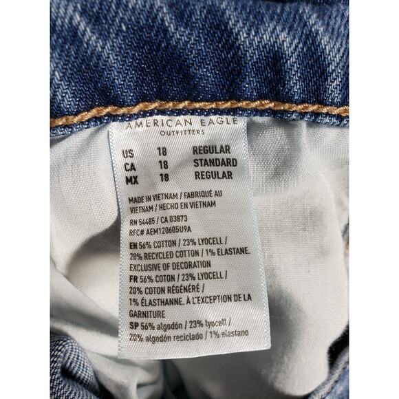 American Eagle Jeans Size 18 Womens Blue Stretch Pants Wide Leg Baggy Stove Pipe - Picture 5 of 14